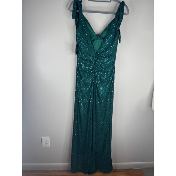 Mac Duggal 26693 Sequined Emerald Green Evening Gown Maxi Dress Size 10 NWT - Picture 5 of 6